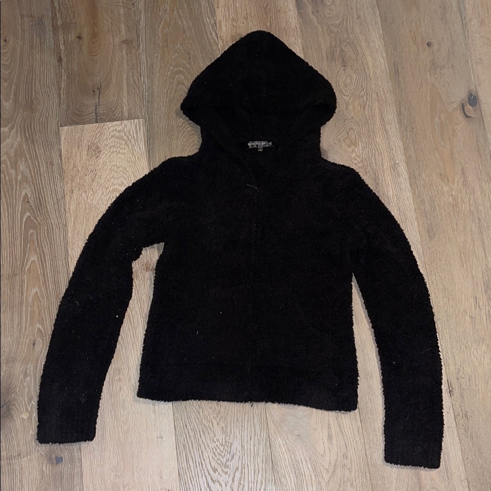 Barefoot dreams Cozy chocolate brown Hooded Jacket cozy chic size large zip up